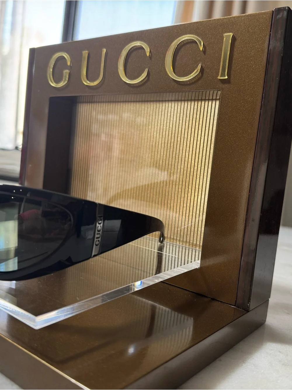 Gucci Black Unisex Wrap Sunglasses with Dark Lenses